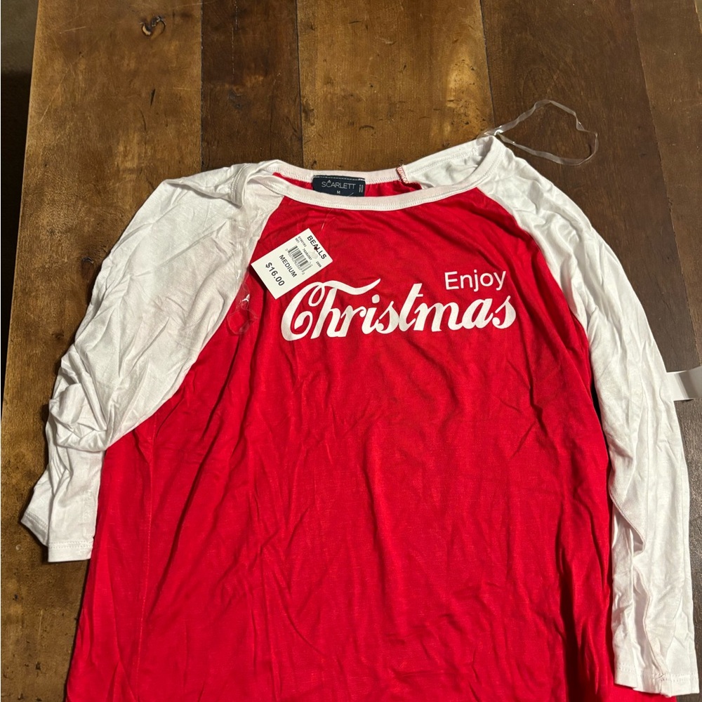 Scarlett Red and White Long Sleeve Tee